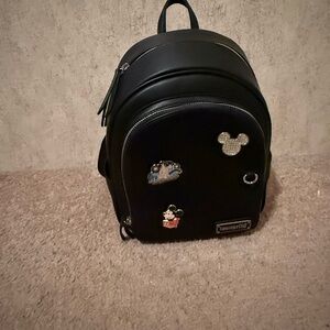 Loungefly Black Backpack with Disney pins